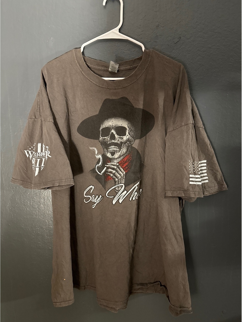 Gildan Ultra Cotton 4XL Graphic T-Shirt with Skull and Say When Print